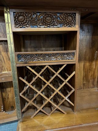 Mueble bar madera antiguo 2 puertas tallado