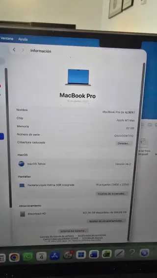MacBook Pro 16 M1 Max 32GB RAM 1TB SSD
