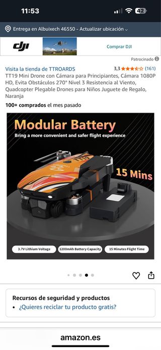 Dron TT19 Mini con Cámara 1080P