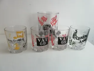 Lote Vasos Whisky King George, Vat 69, Queen Anne