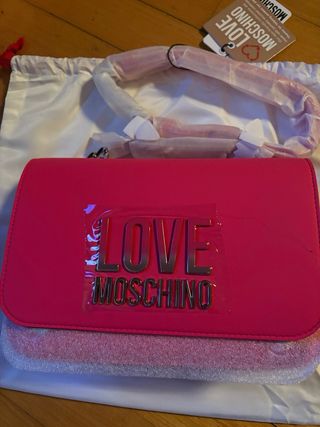 Borsa Love Moschino rossa con logo oro
