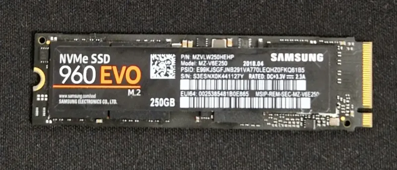 SSD M.2 Samsung NVMe 960 EVO 250GB afbeelding 3