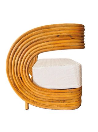 Sillón de diseño, ratán curvo, fabricado a mano