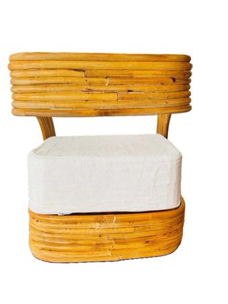 Sillón de diseño, ratán curvo, fabricado a mano