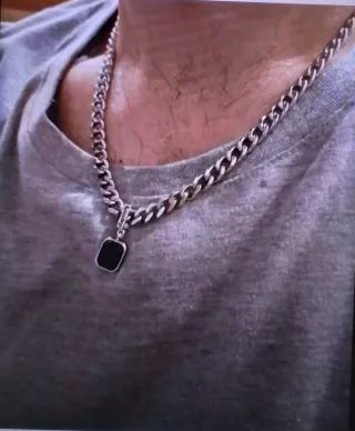 Collar Plata 925 con Colgante Negro hombre
