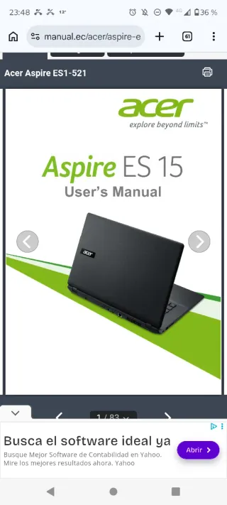 Portátil Acer Aspire ES1-521-27SE Negro
