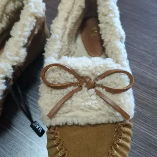 Mocasines Zara Piel Beige/Marrón