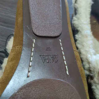 Mocasines Zara Piel Beige/Marrón