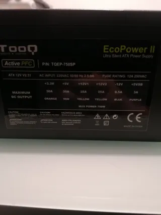 Fuente Alimentación TooQ 750W EcoPower II ATX