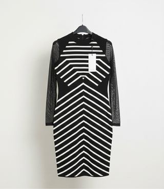 Vestido elegante ajustado negro y blanco