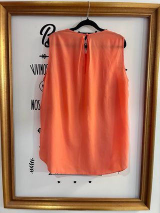 Camisa sin mangas DKNY naranja fluida Talla grande