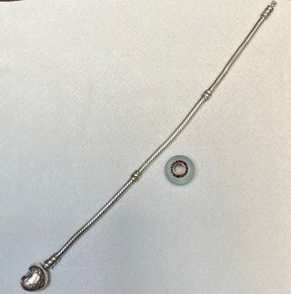 Pulsera Pandora 17cm + Charm Azul Claro