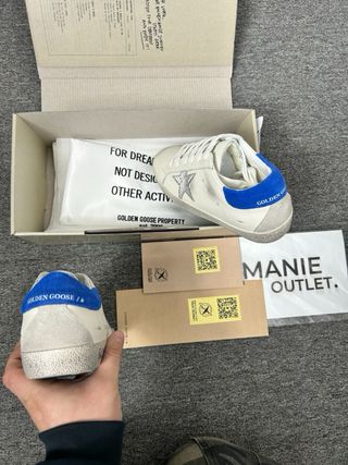 Scarpe Golden Goose Superstar Bianche Tallone Blu