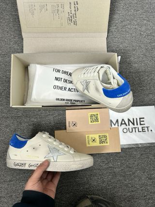 Scarpe Golden Goose Superstar Bianche Tallone Blu