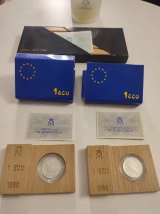 Monete d'Argento 1 ECU + V Centenario 2 Once