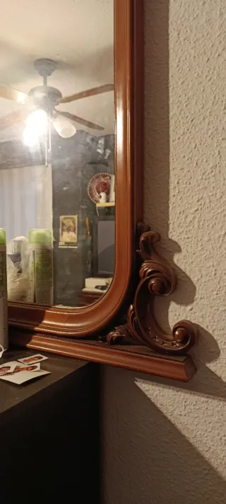 Espejo de cómoda madera y cristal