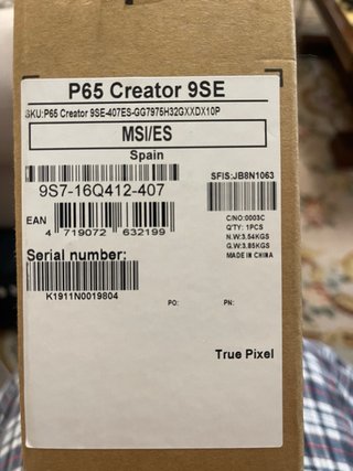 MSI P65 Creator 9SE (me toco por sorteo, -1500€)
