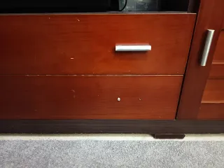 Mueble de salón madera y cristal