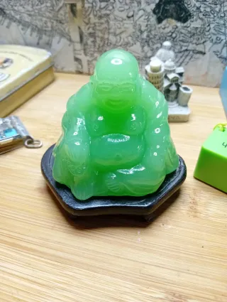 Buddha Ridente Verde Resina