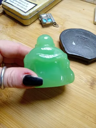 Buddha Ridente Verde Resina