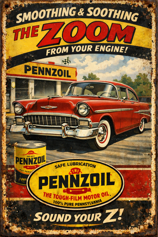 Cartel Vintage Pennzoil Lubricante Clásico 20x30