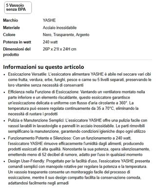 Essiccatore YASHE 5 Vassoi