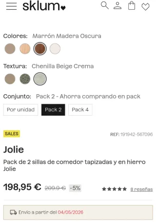 Pack 2 Sillas Jolie Sklum