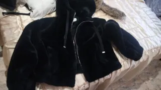 Abrigo pelo negro mujer Talla XS