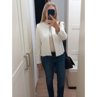 Chaqueta Blanca Cuero Cuello Claudie Pierlot  T.38