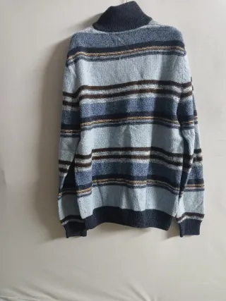 Maglione lana uomo vintage righe blu marrone