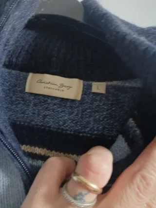 Maglione lana uomo vintage righe blu marrone