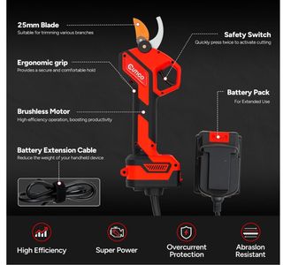Forbici Potatura Elettriche con 2 Batterie