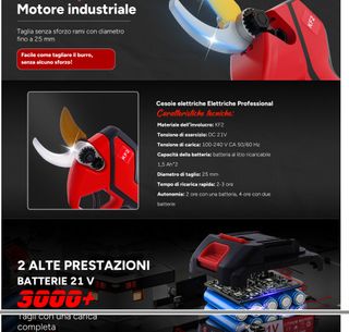 Forbici Potatura Elettriche con 2 Batterie
