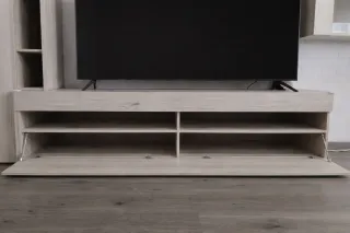 Mueble TV modular madera y cristal