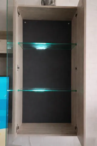 Mueble TV modular madera y cristal