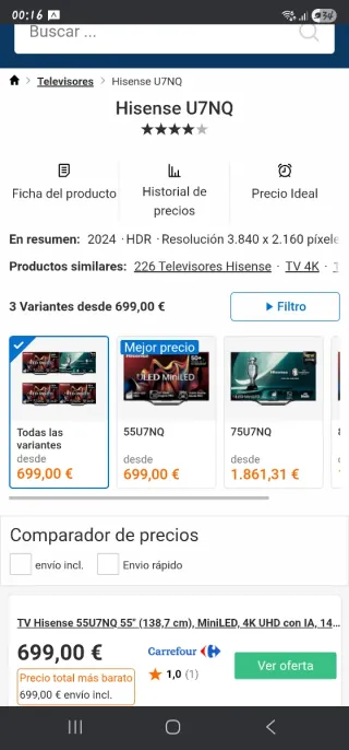 TV Hisense 55u7nq ps5 pro