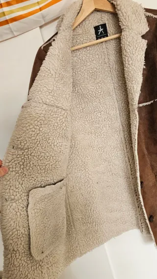 Abrigo borrego y antelina marrón