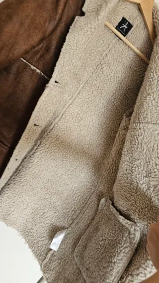 Abrigo borrego y antelina marrón