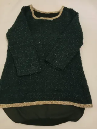 Blusa verde e dourada tamanho S. Sem marca