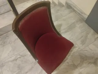 Coppia poltroncine vintage ciliegio e velluto