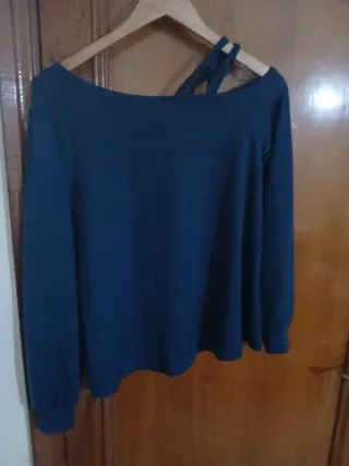 Jersey fino manga larga azul marino