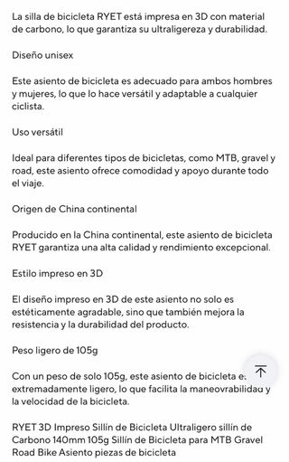 Sedile RYET Carbono MTB