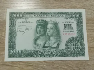 Billete 5000, 1000 y 100 pesetas antiguos