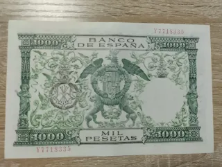 Billete 5000, 1000 y 100 pesetas antiguos
