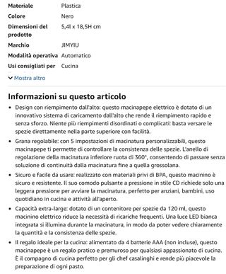 Set Macina Sale e Pepe Elettrico