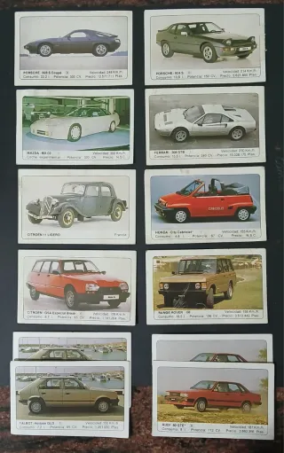Lote 20 cromos coches Ed. Unidas 1986 Sin pegar