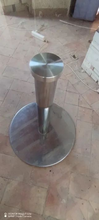 Mesa redonda cristal 1m Inox