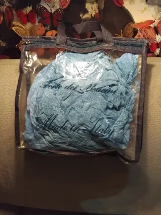 Sciarpa donna in fibra di bambù blu