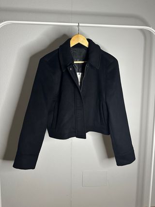 Abrigo Cropped Zara Woman Lana Negro Talla M