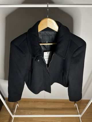 Abrigo Cropped Zara Woman Lana Negro Talla M